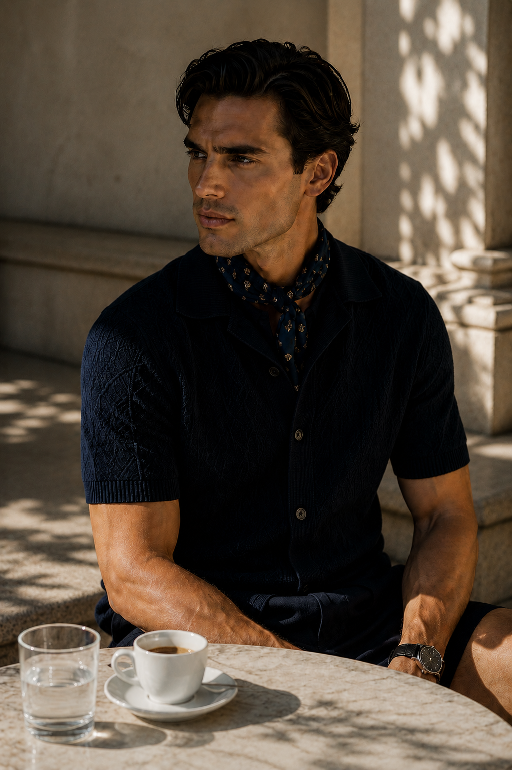 Navy Cotton Knit Shirt