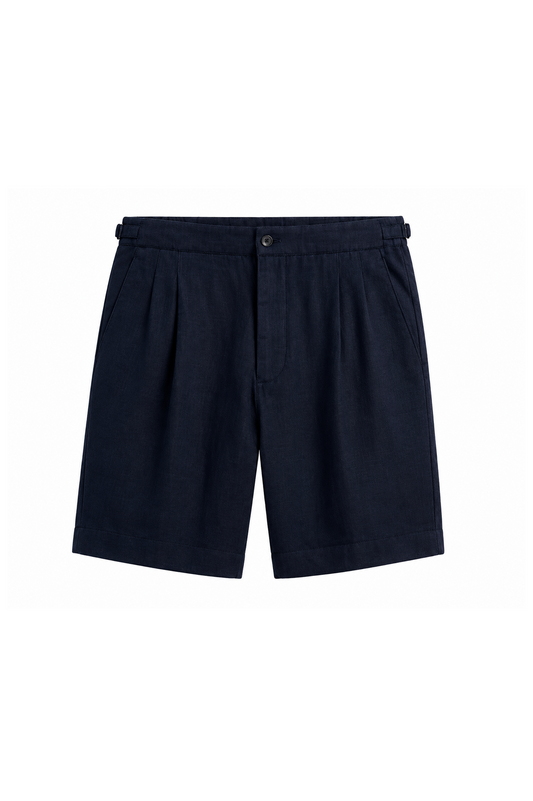 Navy Tailored Cotton Shorts